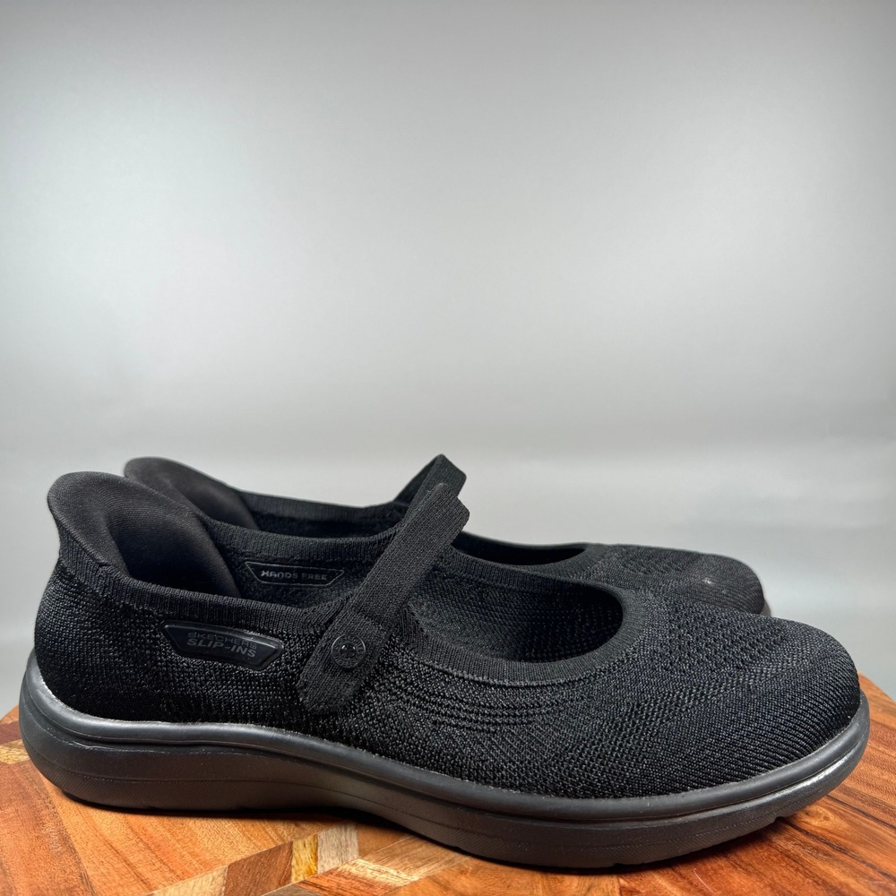 Skechers Slip-Ins On-The-Go Flex Black Mary Jane Flats 138497 Womens Size 9